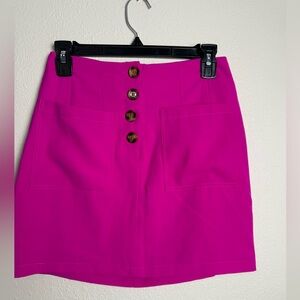 Lulus Women Size Small Fuchsia High‎ Waisted Button Front Mini Skirt Pockets